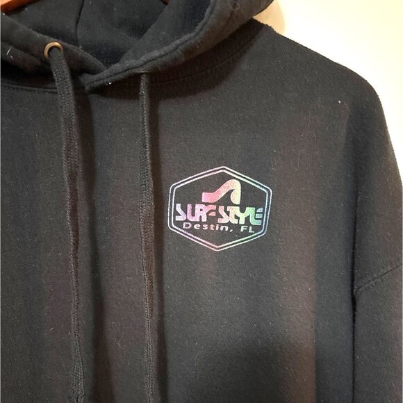 Pacific & Co. Surf Style Destin FL Hoodie X-Large Black Fleece Pullover Kangaroo - Picture 2 of 6